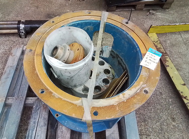 damaged turbine pump thrust bearing